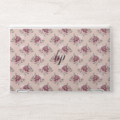 Rustic pink rose gold green bohemian floral HP laptop skin