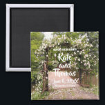 Rustic Pink Rose Wedding Save the Date Magnet<br><div class="desc">The day I visited the arboretum,  the fragrant rose trellis was abloom. The delicate,  light pink rose buds were blowing in the wind and their luscious scent called for a celebration.</div>
