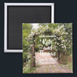 Rustic Pink Rose Wedding Save the Date Magnet<br><div class="desc">The day I visited the arboretum,  the fragrant rose trellis was abloom. The delicate,  light pink rose buds were blowing in the wind and their luscious scent called for a celebration.</div>