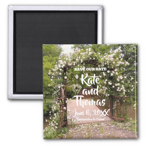 Rustic Pink Rose Wedding Save the Date Magnet