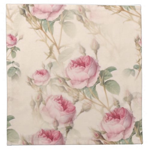 Rustic Pink Roses Cloth Napkin