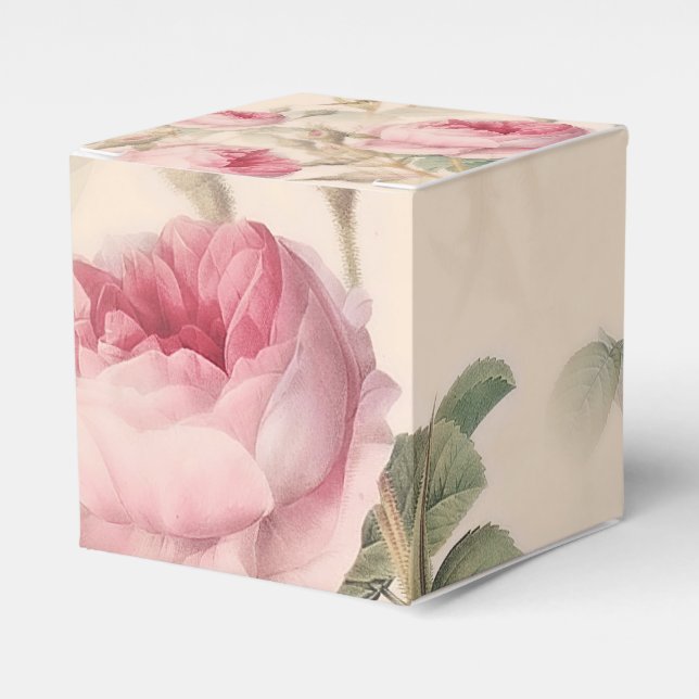 Rustic Pink Roses Favor Boxes (Front Side)