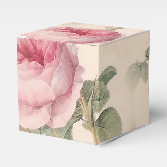 Rustic Pink Roses Favor Boxes (Front Side)