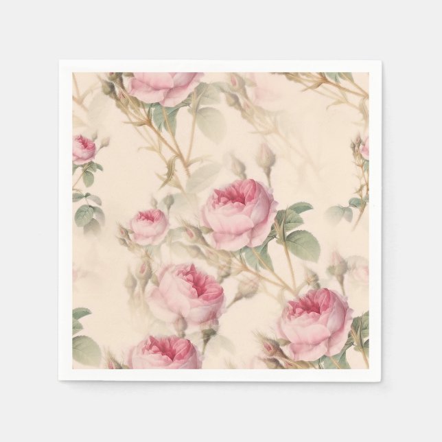 Rustic Pink Roses Napkins (Front)