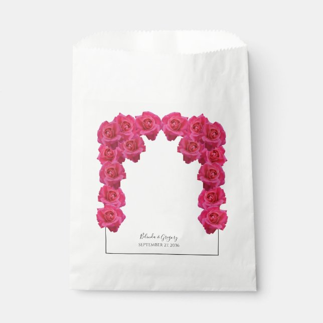 Rustic Pink Roses Wedding  Favor Bag (Front)