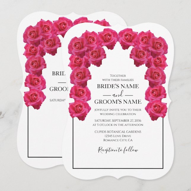 Rustic Pink Roses Wedding Invitations (Front/Back)