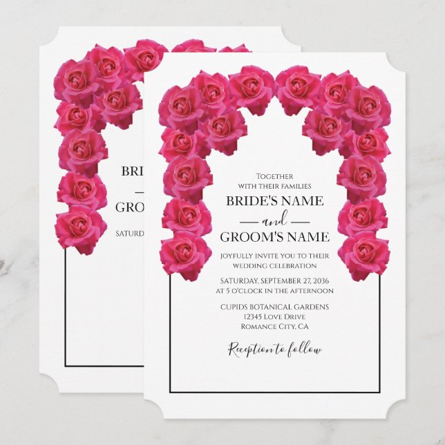 Rustic Pink Roses Wedding Invitations (Front/Back)