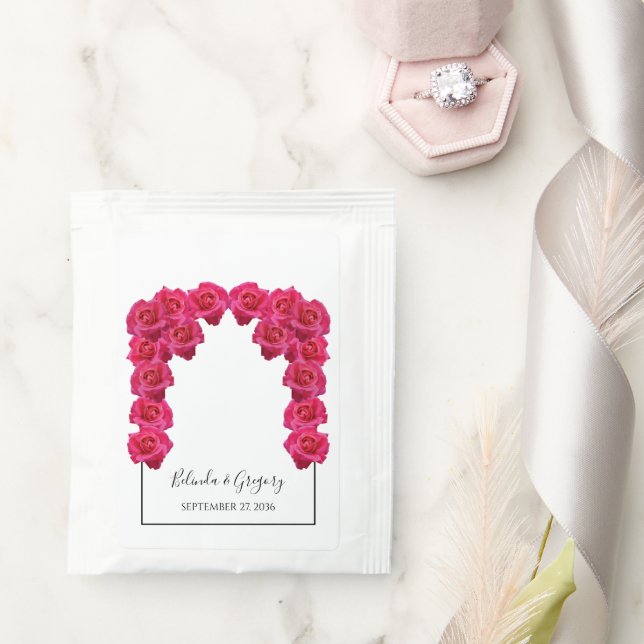 Rustic Pink Roses Wedding Tea Bag Drink Mix (Wedding)