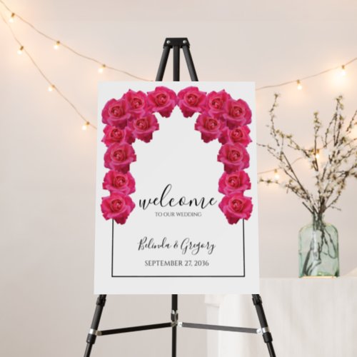Rustic Pink Roses Wedding Welcome Sign