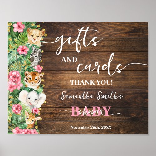 Rustic Pink Safari Animal Gift & Cards Baby Shower