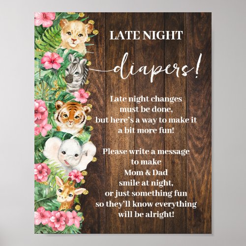 Rustic Pink Safari Late Night Diapers Shower Game