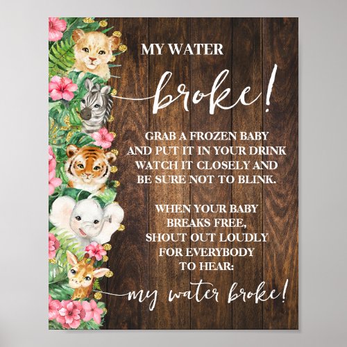 Rustic Pink Safari My Water Broke Shower Game