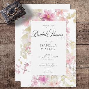 Rustic Pink & Sage Watercolor Floral Bridal Shower Invitation