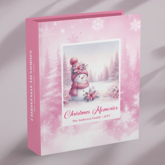 Rustic Pink Snowman Kids Gift Cozy Forest Memories 3 Ring Binder (Rustic Pink Snowman Kids Gift Cozy Forest Memory Album Binder

)