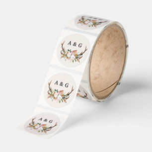 Rustic pink terracotta floral botanical wedding classic round sticker