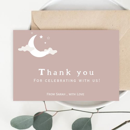 Rustic Pink thankyou cloud baby shower  Thank You Card