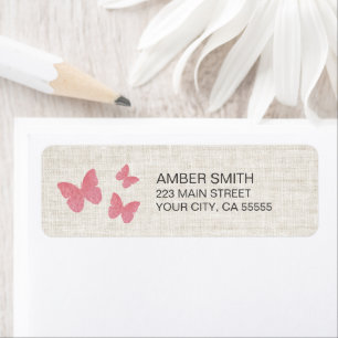 Rustic Pink Watercolor Butterfly Nature Label