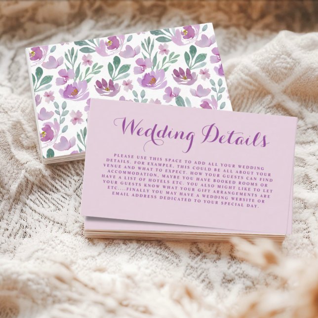 Rustic Pink Watercolor Floral Wedding Details Enclosure Card (Creator Uploaded)