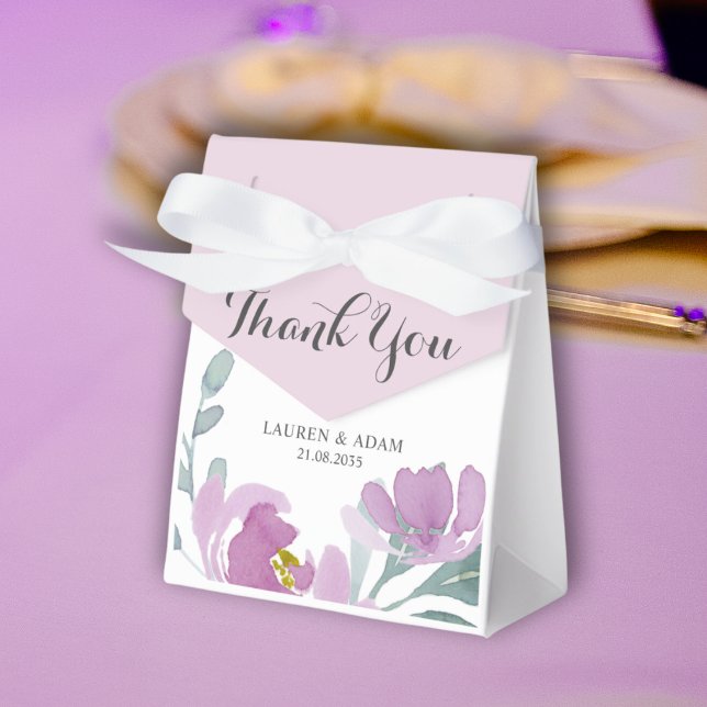 Rustic Pink Watercolor Floral Wedding  Favor Boxes (Creator Uploaded)