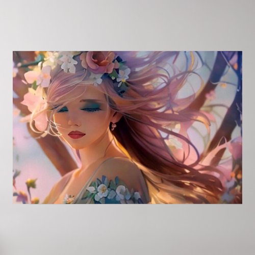 Rustic Pink Watercolor Wind Fairy Poster