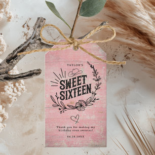 Rustic Pink Western Cowgirl Sweet Sixteen Birthday Gift Tags