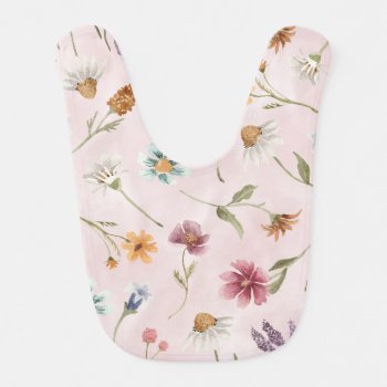 Rustic Pink Wildflower Baby Food Bib by PerfectPrintableCo at Zazzle