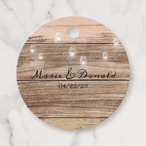 Rustic Pink Wood and Lanterns Favor Tags