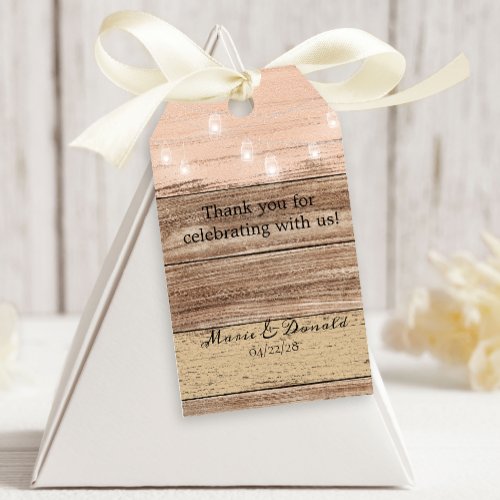 Rustic Pink Wood and Lanterns Gift Tags