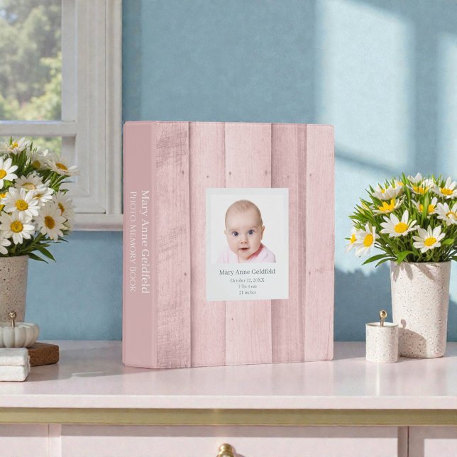 Rustic Pink Wood Custom Baby Photos Mini Binder (Creator Uploaded)