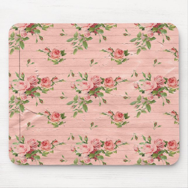 Rustic Pink Wood Roses Mouse Pad (Front)