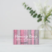 Rustic Pink Wood Vintage & Boho Chic Boutique Business Card (Standing Front)