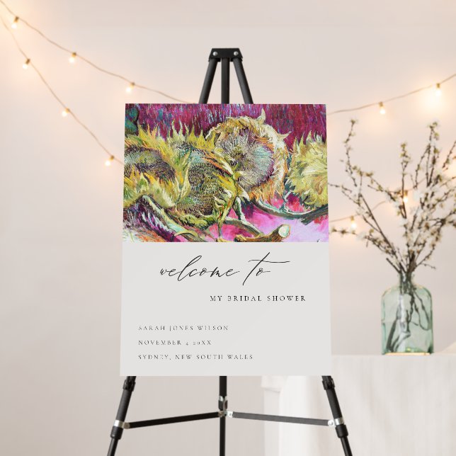 Rustic Pink Yellow Sunflower Bridal Shower Welcome Foam Board (In Situ (Stand))
