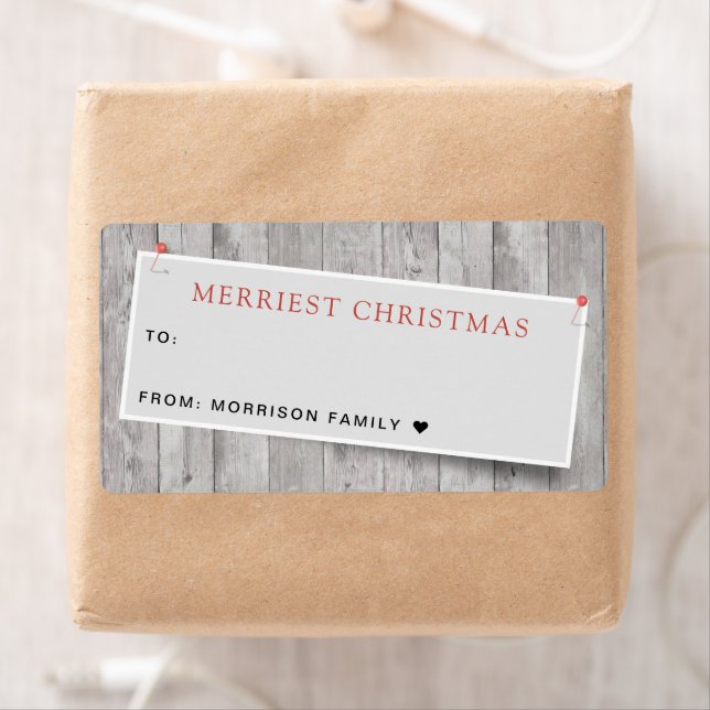 Rustic Pinned Christmas Holiday Season To and From Label (Insitu)