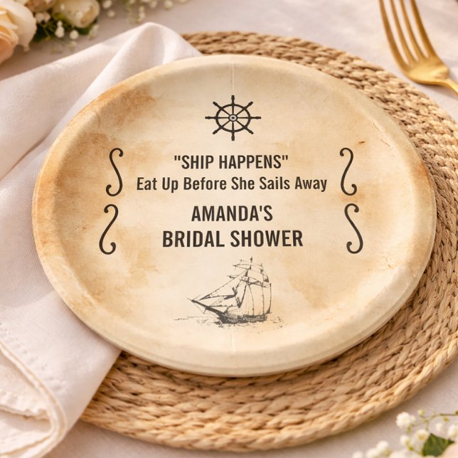Rustic Pirate Bridal Shower & Bachelorette Party Paper Plates (Creator Uploaded)