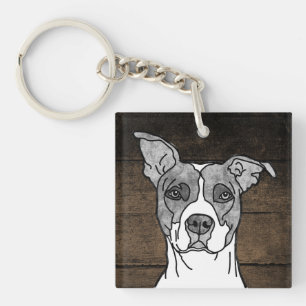 Rustic Pitbull Keychain