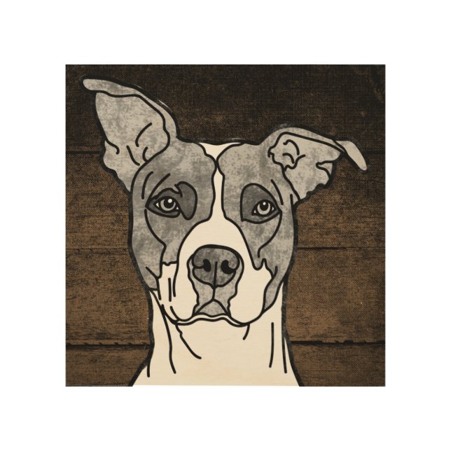 Rustic Pitbull Wood Wall Art (Front)