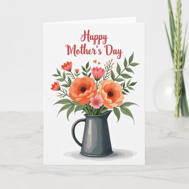 Rustic Pitcher Mothers Day Card (Front)