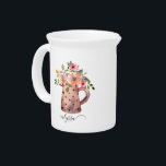 Rustic Pitcher Peach & Mauve Watercolor Floral<br><div class="desc">Rustic Pitcher Peach & Mauve Watercolor Floral design with stylish trendy custom name.</div>