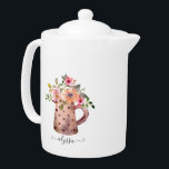 Rustic Pitcher Peach & Mauve Watercolor Floral<br><div class="desc">Rustic Pitcher Peach & Mauve Watercolor Floral design with stylish trendy custom name.</div>