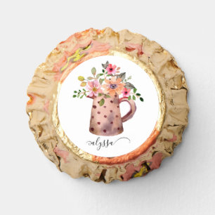 Rustic Pitcher Peach & Mauve Watercolor Floral Reese's Peanut Butter Cups