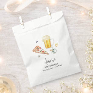 Rustic Pizza Beers Pacifier Baby Shower  Favor Bag