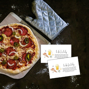 Rustic Pizza Beers Pacifier Books For Baby Shower  Enclosure Card