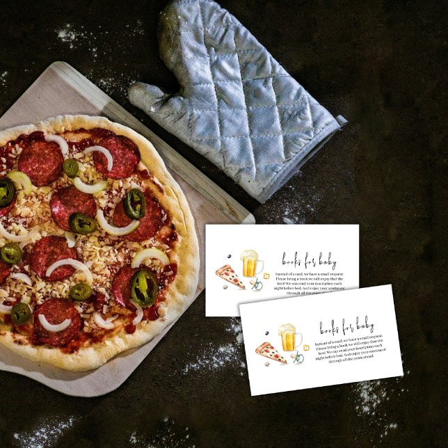 Rustic Pizza Beers Pacifier Books For Baby Shower  Enclosure Card (Rustic Pizza Beers Pacifier Books For Baby Shower Enclosure Card)
