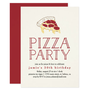 pizza party invitations zazzle