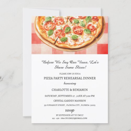 Rustic Pizza Party Wedding Rehearsal Dinner Invitation