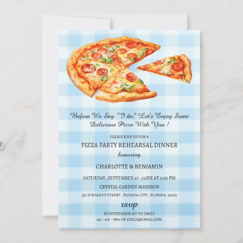 Rustic Pizza  Wedding Rehearsal Dinner Invitation