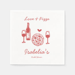 Rustic Pizza & Wine Bridal Shower Napkins