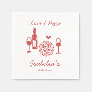 Rustic Pizza & Wine Bridal Shower Napkins