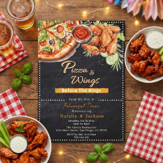 Rustic Pizza & Wings Before The Rings Rehearsal Invitation