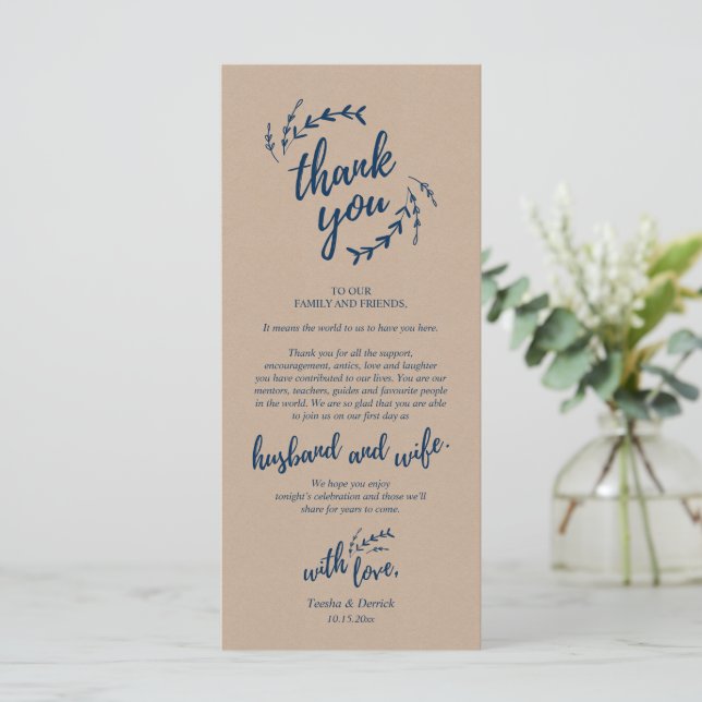 Rustic Place Setting Dinner Party Thank You Card (Standing Front)